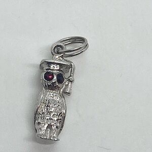 Vtg Sterling Silver 925 Wise Owl Graduation Graduate Charm | .6”